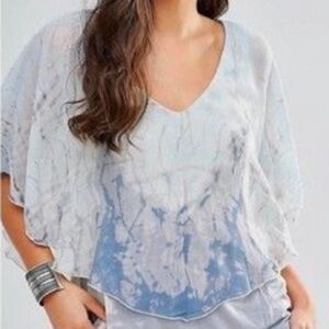 Gypsy 05 Blue Ombré Silk V-Neck Blouse. Size XS. Made in Hollywood.